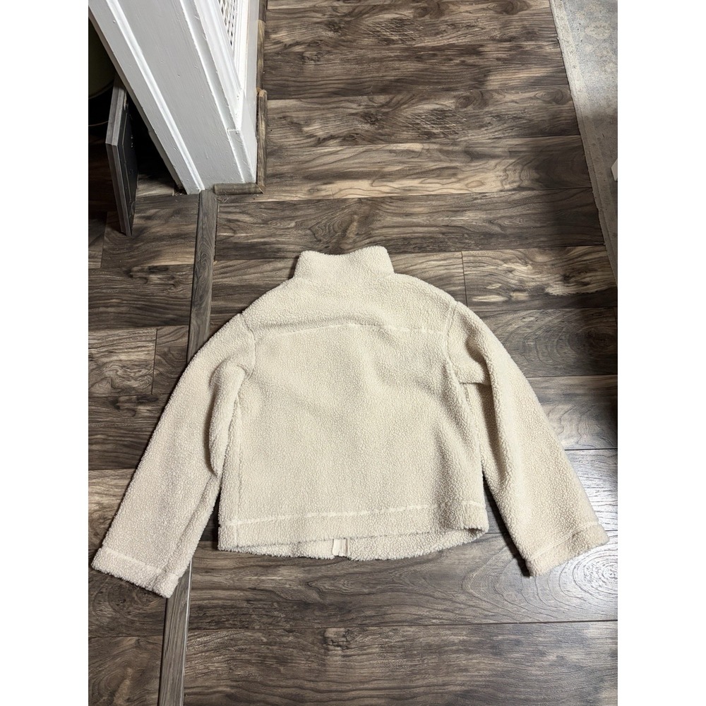 H&M Mama Maternite Teddy Fleece Jacket Women's S Tan Sherpa Full Zip Cozy 701 - Picture 3 of 5